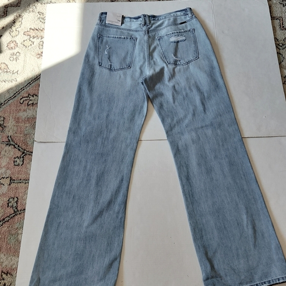 KanCan Jeans Ultra high rise 90S FLARE Light Wash Distressed Button Fly Wide Leg - Picture 11 of 16